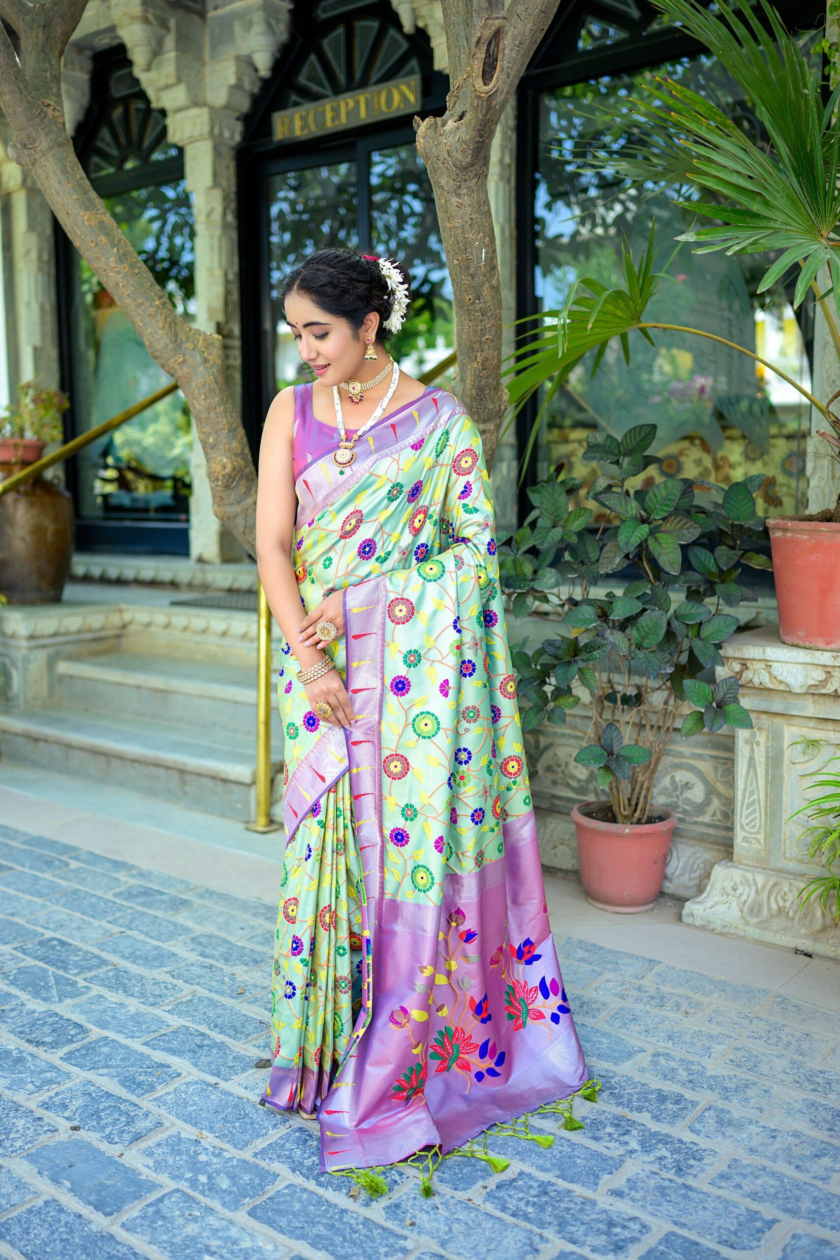 Radiant Blossom Silk Saree