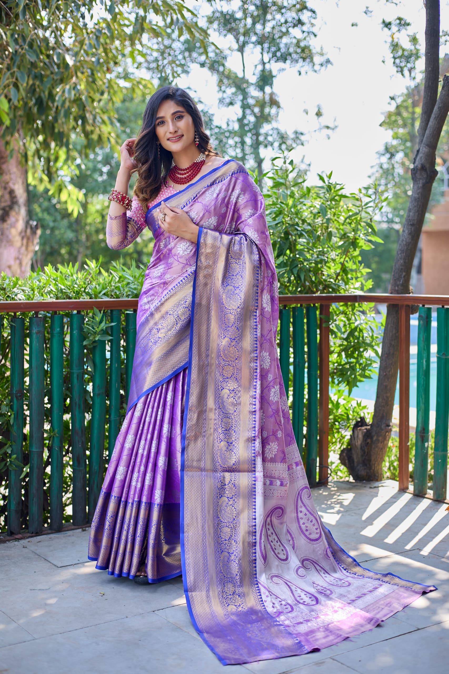 Purple Elegance Banarasi Saree