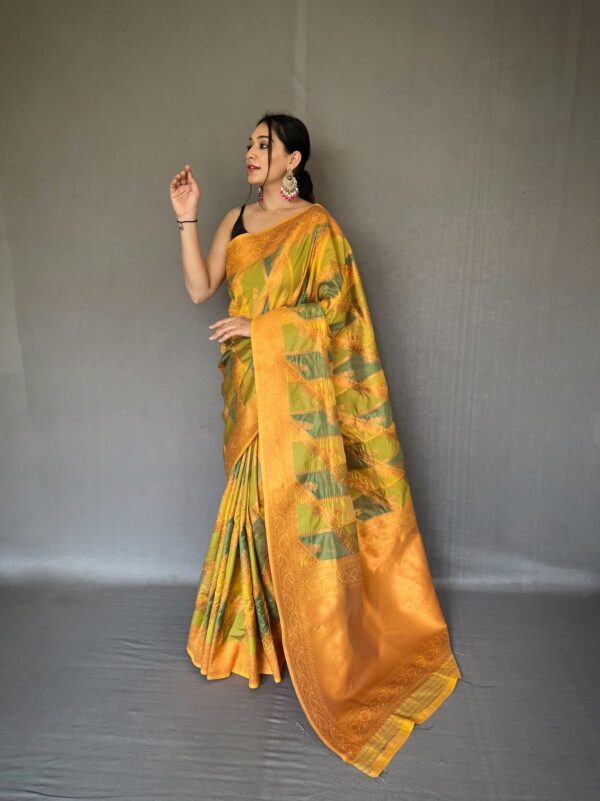 floral yellow saree