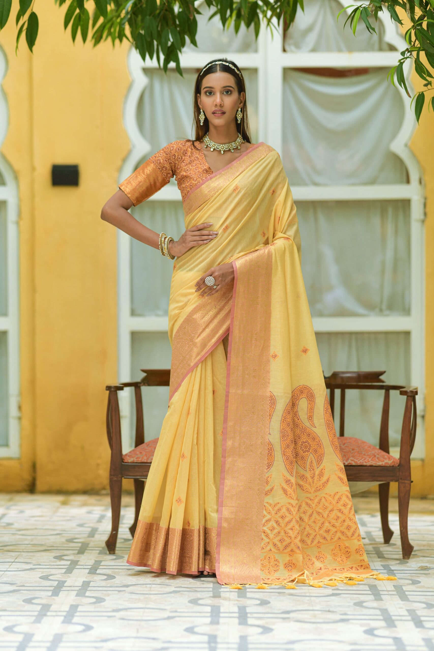 Golden Elegance Saree