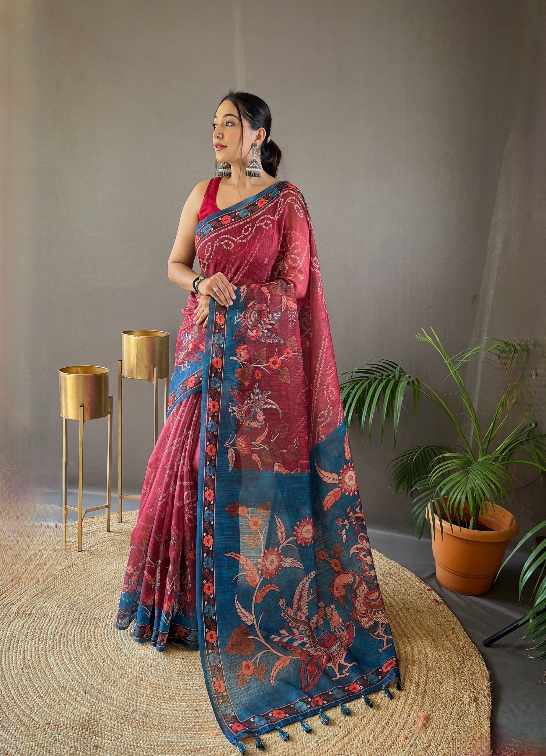 Elegance Red Bloom Saree