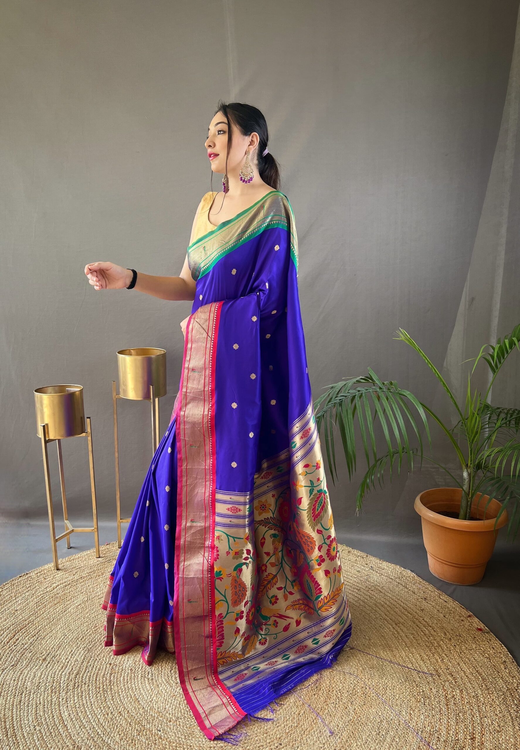 Blue Ganga Jamuna Paithani Saree