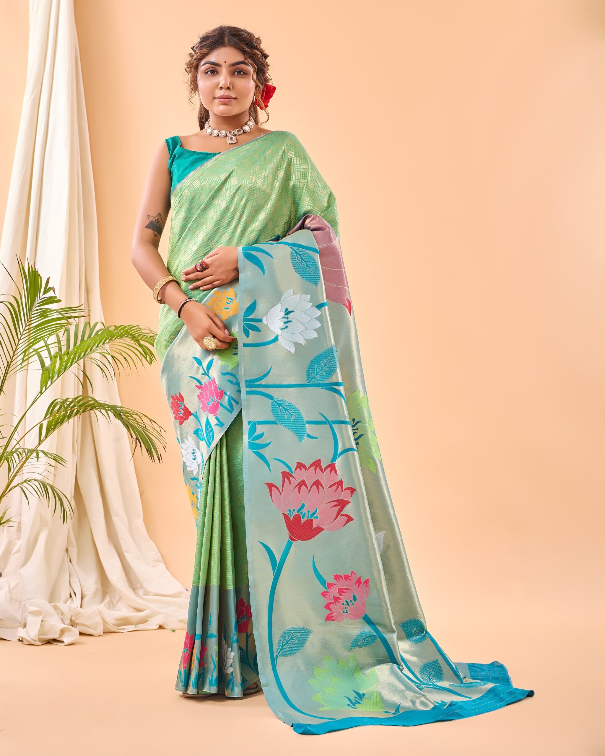 Elegant Floral Paithani Silk Saree