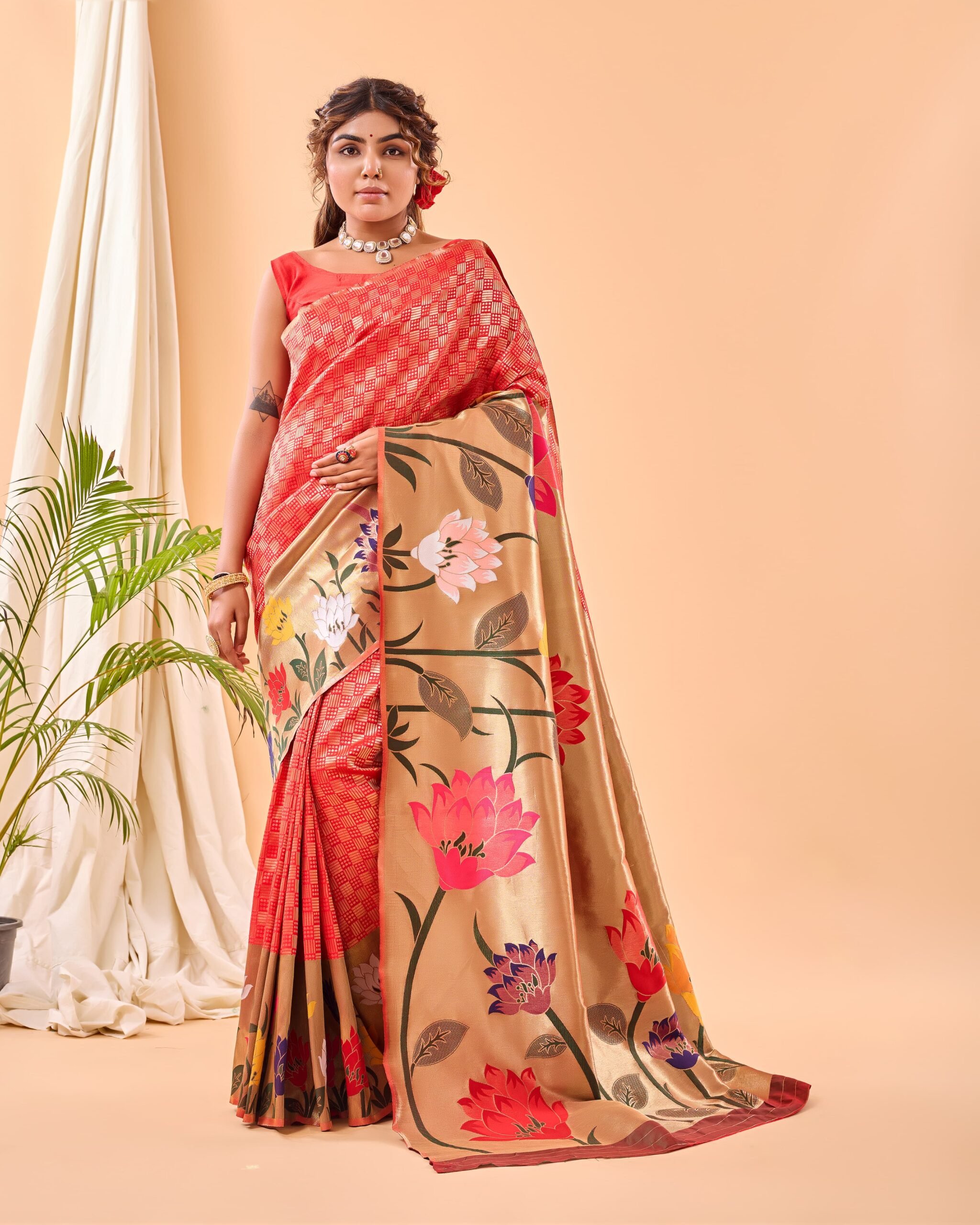 Majestic Lotus Paithani Silk Saree